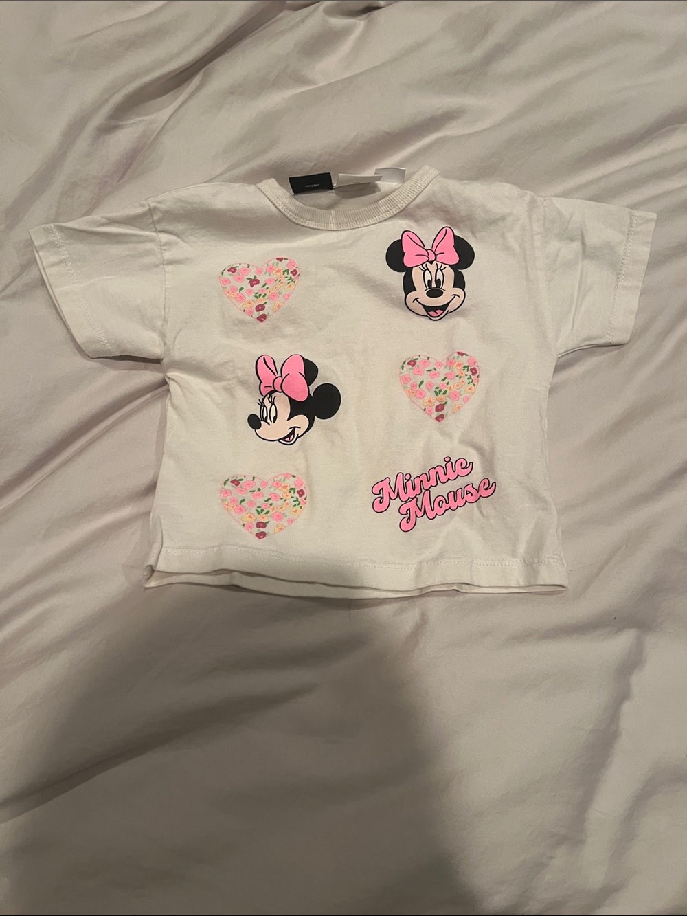 Zara White Minnie Mouse Tee 1.5 year old EUC